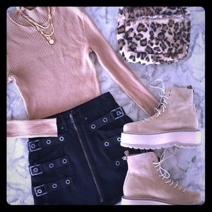 Carmar black denim mini skirt